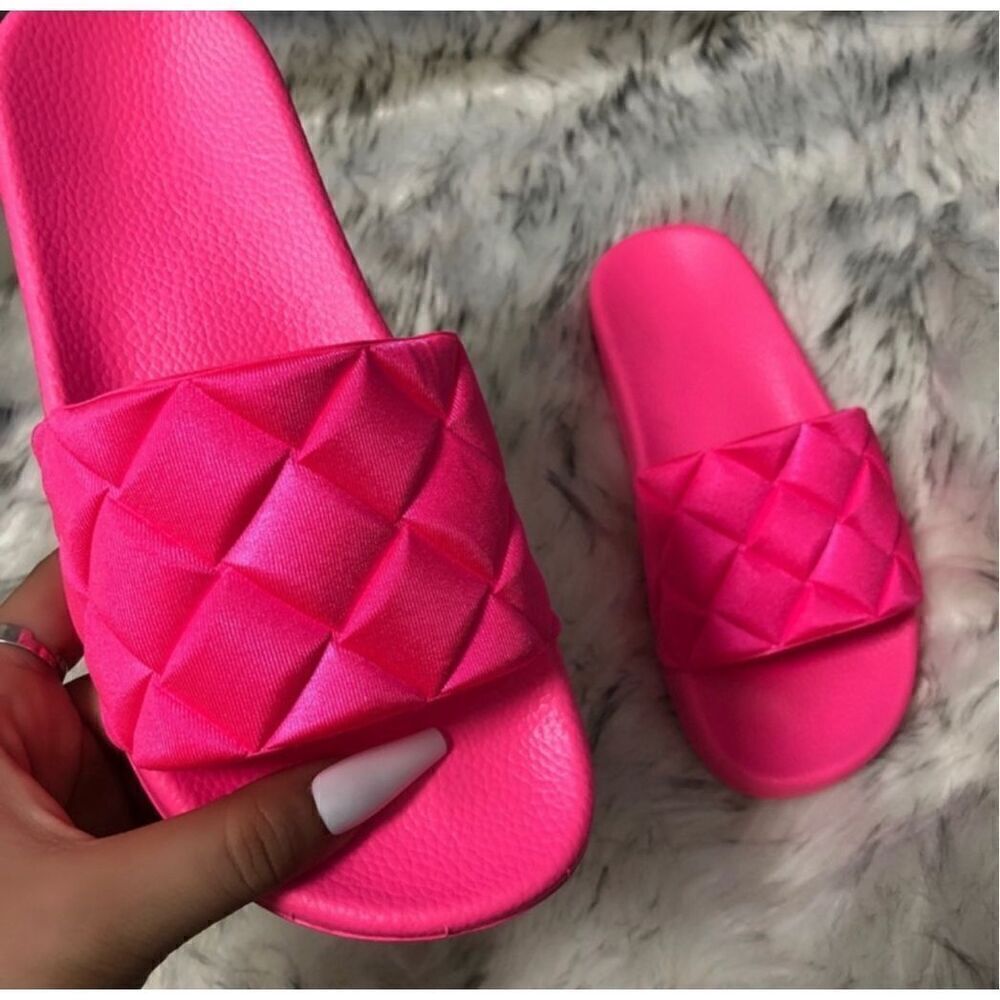 Pink Neon Slide Sandals - Picture 5 of 5
